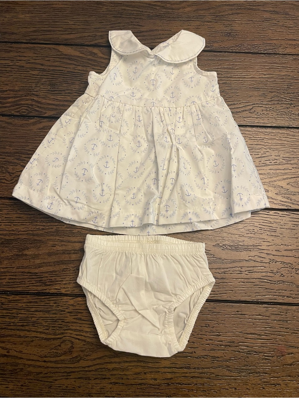 Carter's White Dress Set with Light Blue Anchor Print
